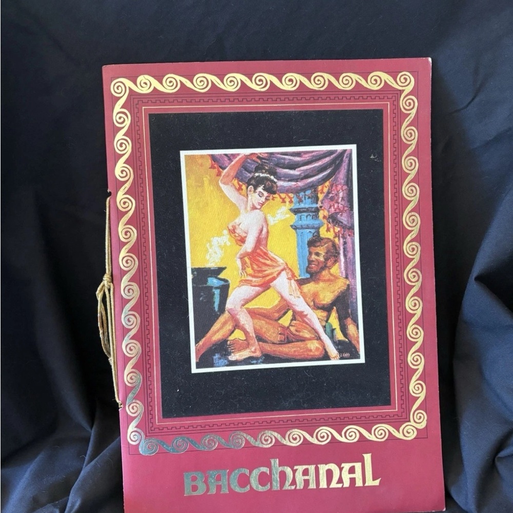 Vintage Bacchanal Las Vegas Menu with tassel intact.
